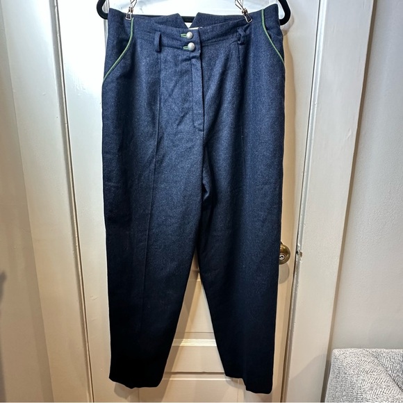 REHLI TRACHT Made‎ in Austria VINTAGE wool womens navy/green trim pants size - Picture 1 of 5